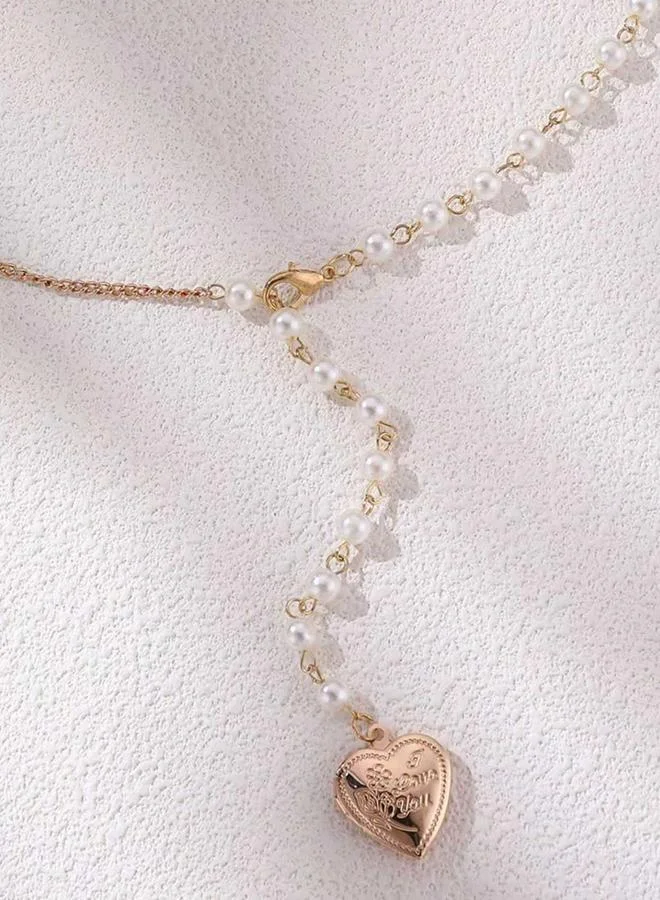 Take Two Heart Locket Pearl Drop Necklace